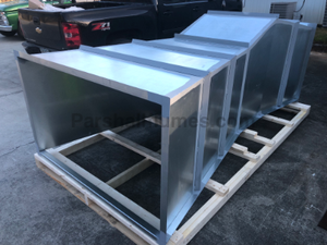 24-inch galvanized steel Parshall Flume packaged for shipment