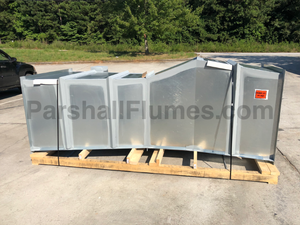 24-inch galvanized steel parshall flume - palleted for shipping - side view